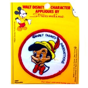 Vintage 1970’s Walt Disney Pinocchio Character Patch.  New in Package.